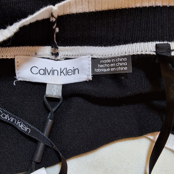 NWT CALVIN KLEIN CONTRAST TRIM Black and White Women's CARDIGAN - Picture 6 of 10